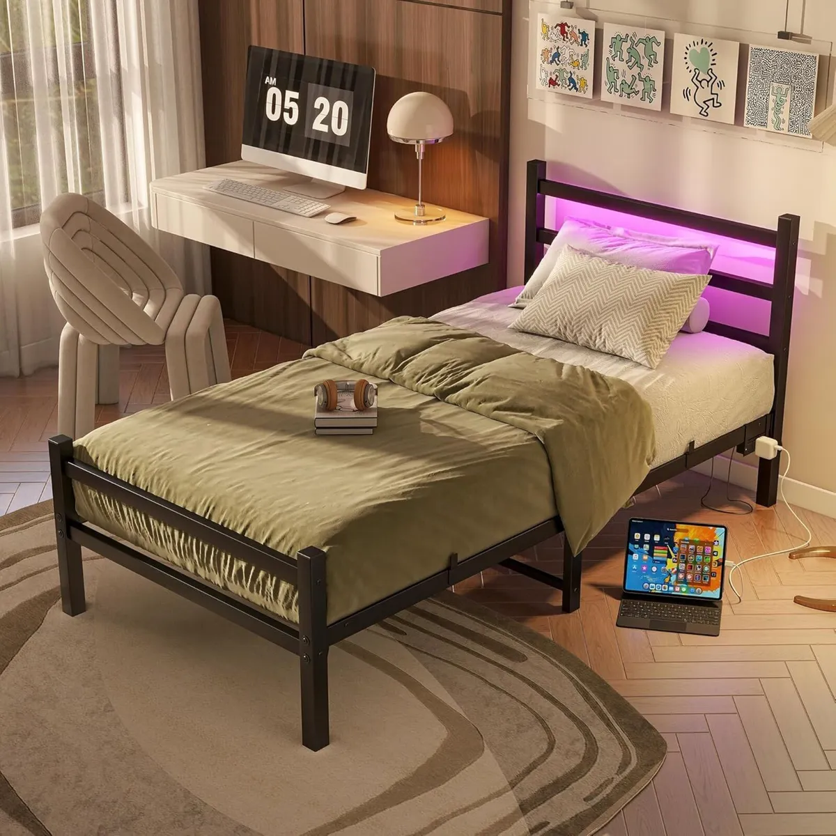 Bed Frame with Headboard LED Lights - Image 4