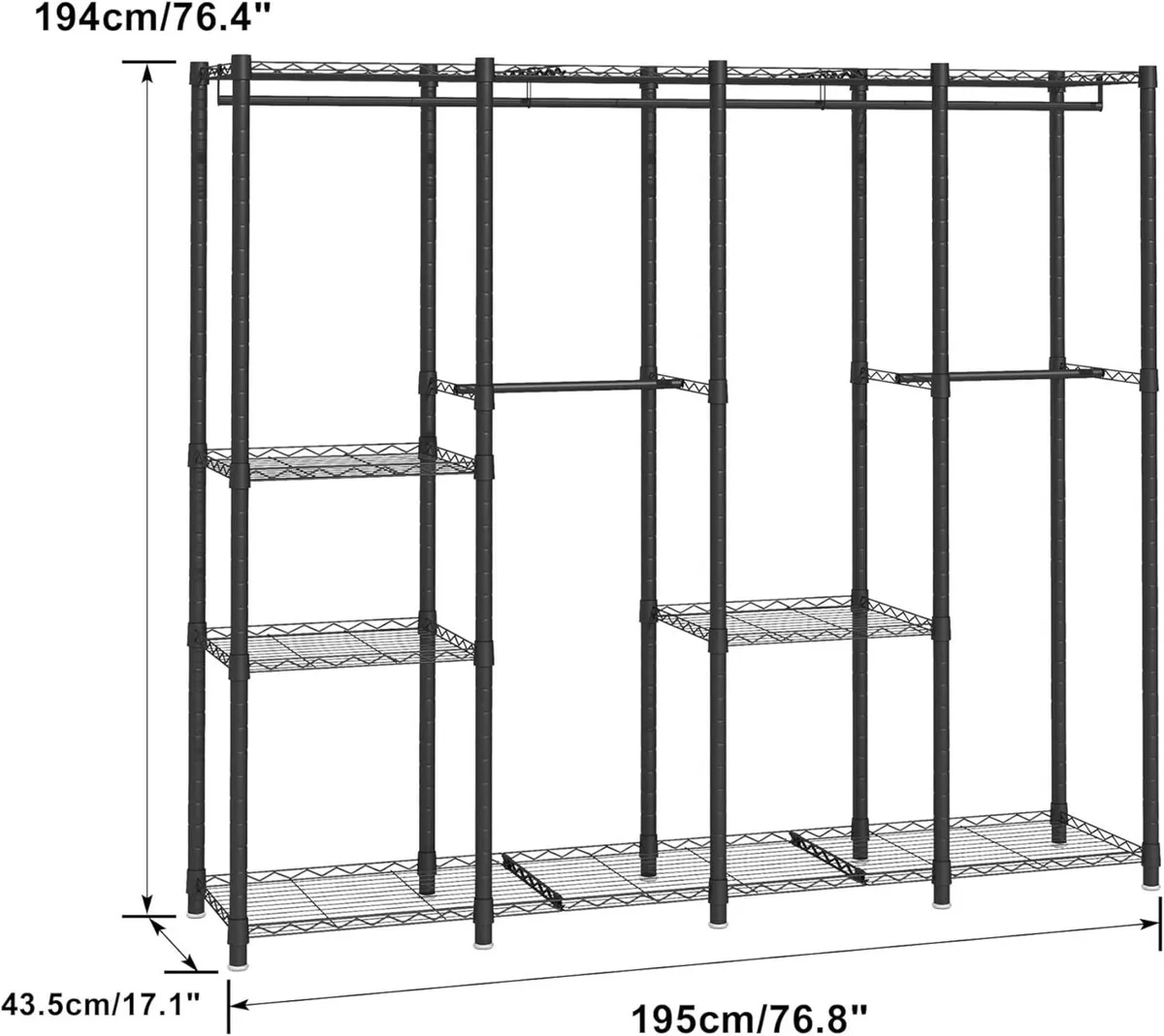 Clothes Rail Tall Metal Open Wardrobe - Image 3