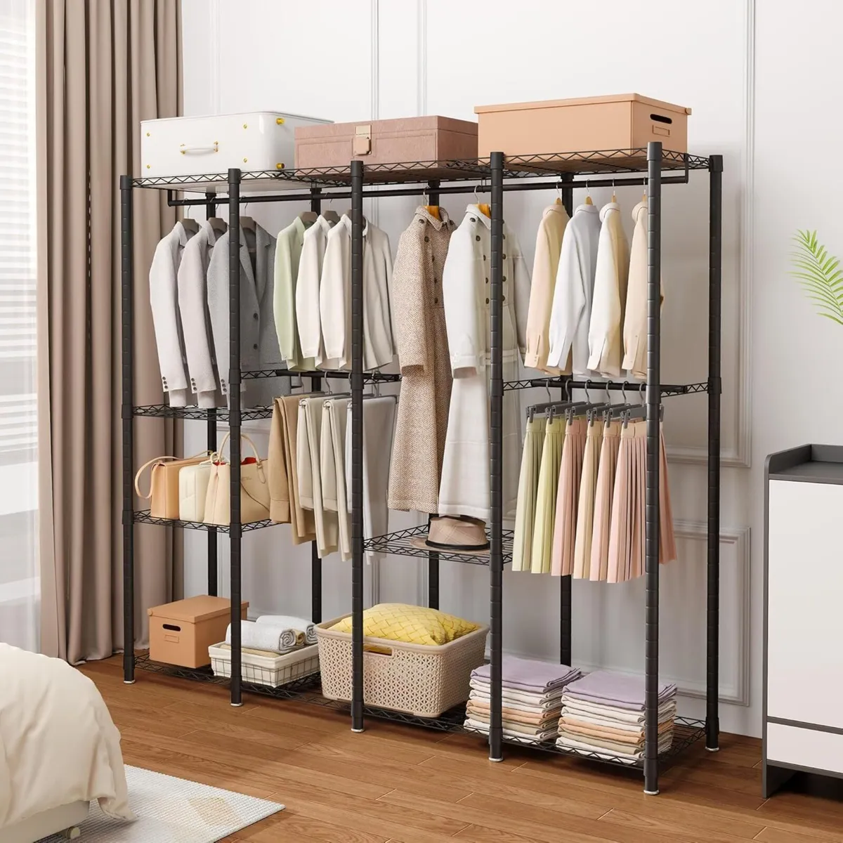 Clothes Rail Tall Metal Open Wardrobe - Image 4