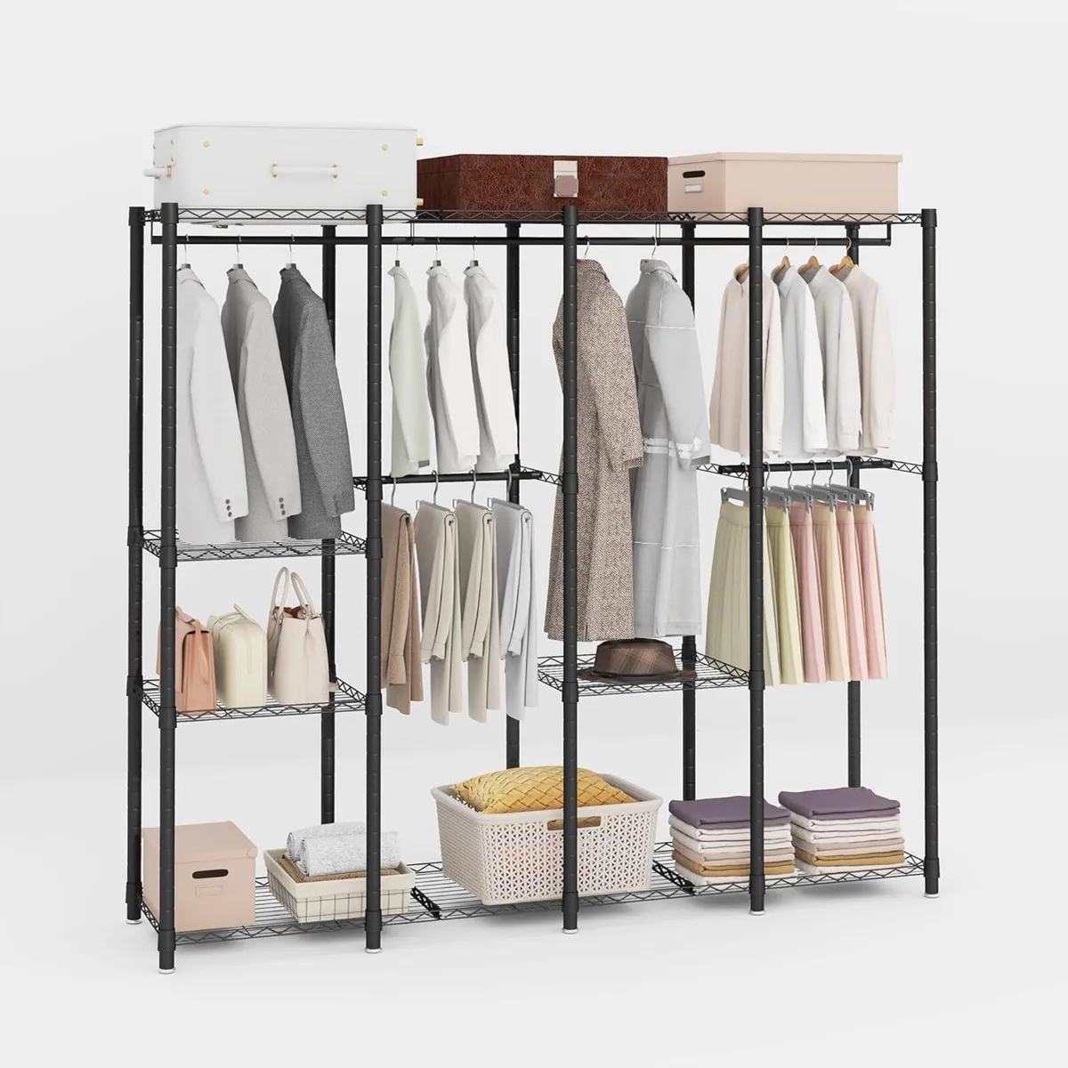 Clothes Rail Tall Metal Open Wardrobe - Image 1