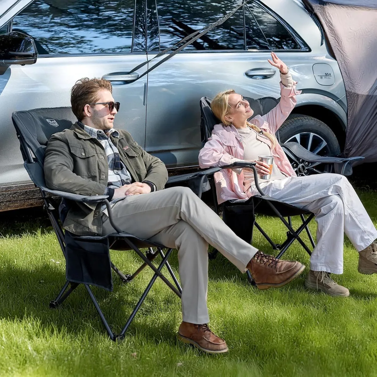Folding Camping Chair Adjustable Recliner 150KG - Image 2