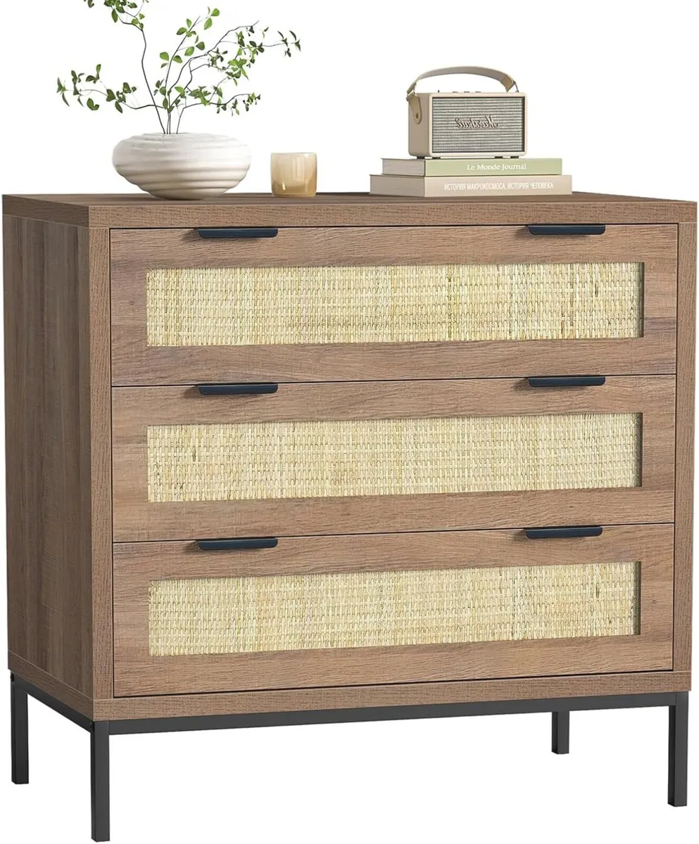 Rattan Chest of Drawers with 3 Storage Organiser - Image 1