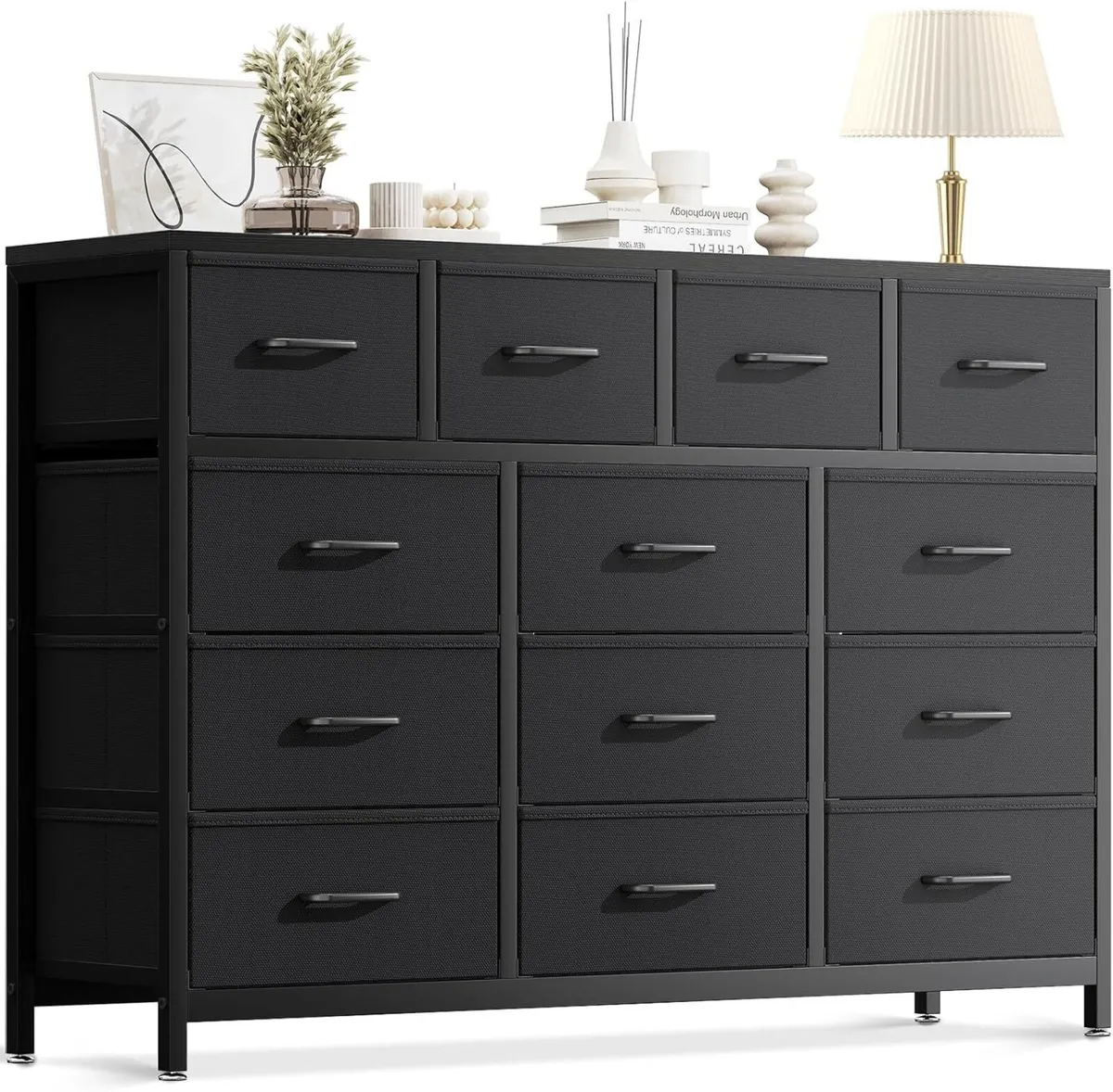 Large Chest of Drawers Bedroom 13 Fabric Steel - Image 1