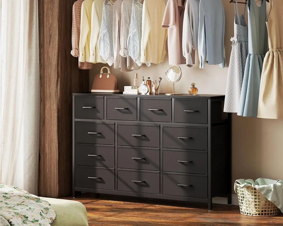 Large Chest of Drawers Bedroom 13 Fabric Steel - Image 2
