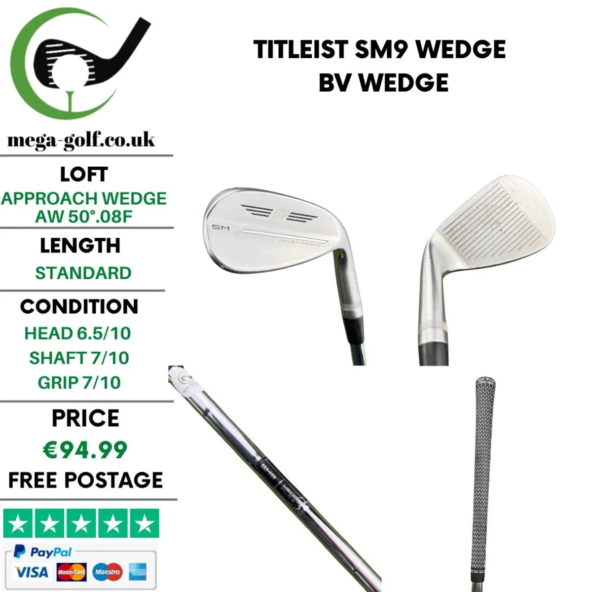 Titleist SM9 Wedge Aw 50°.08F / Bv Wedge - Image 1