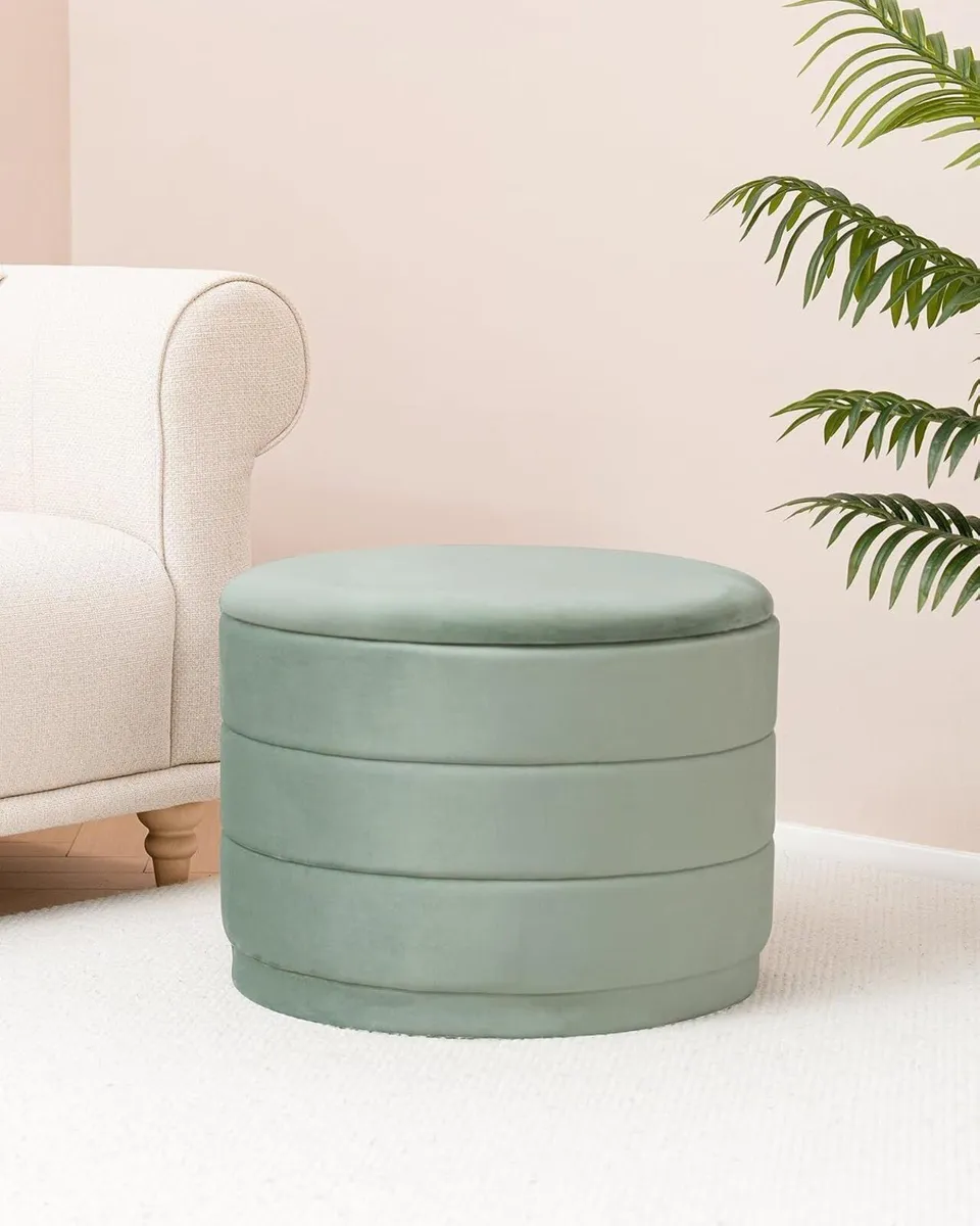 Large Storage Ottoman Round Folding Foot Rest - Image 2