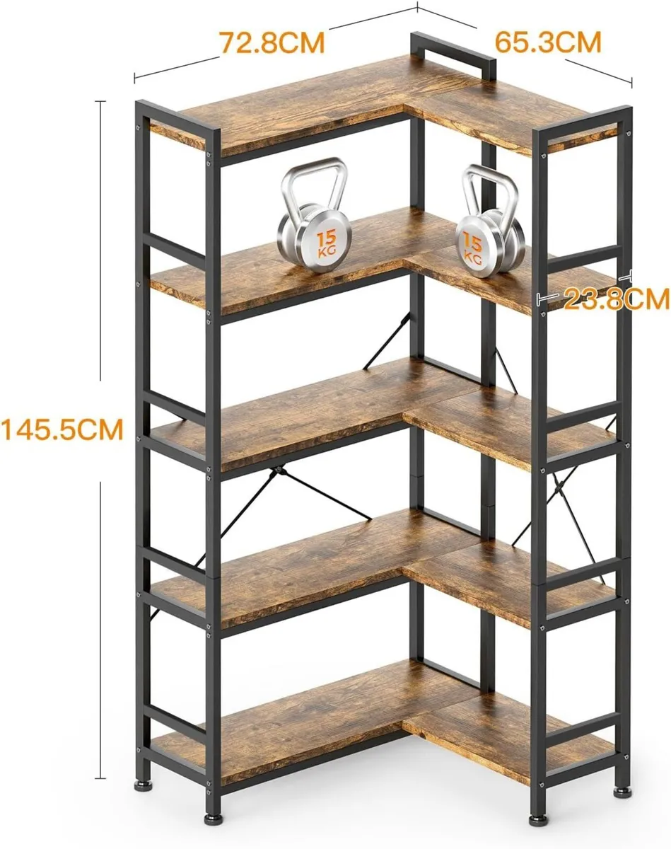 5-Tier L-Shape Corner Bookcase 145.5CM - Image 3