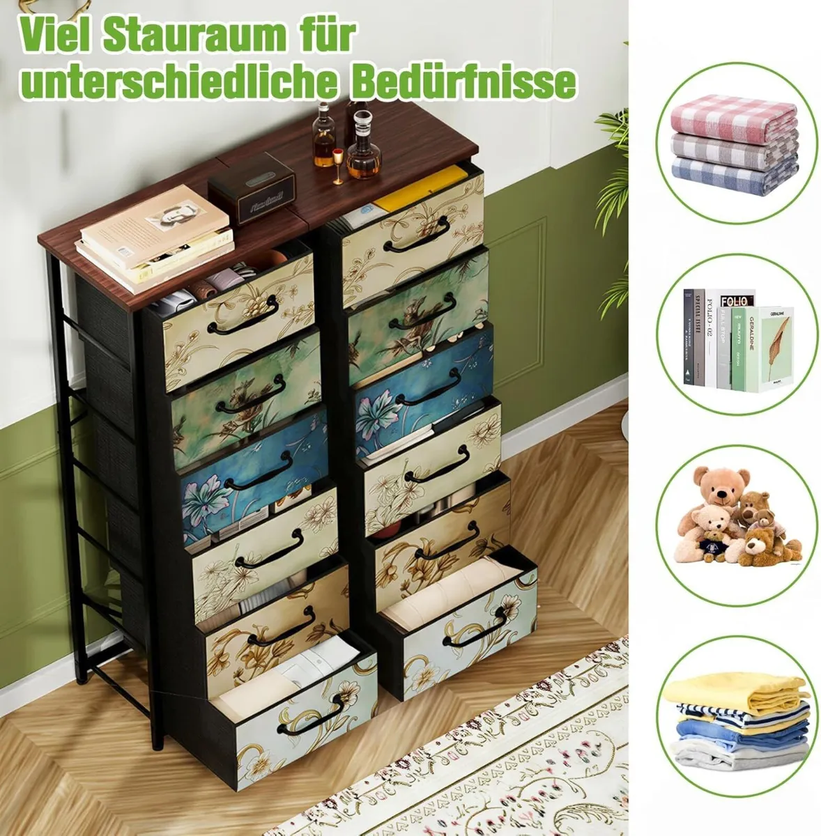 Chest of Drawers with 6 Fabric Narrow Tall - Image 4