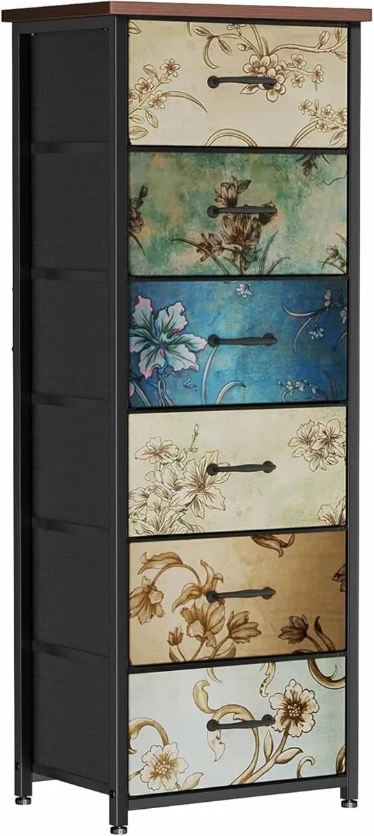 Chest of Drawers with 6 Fabric Narrow Tall - Image 1