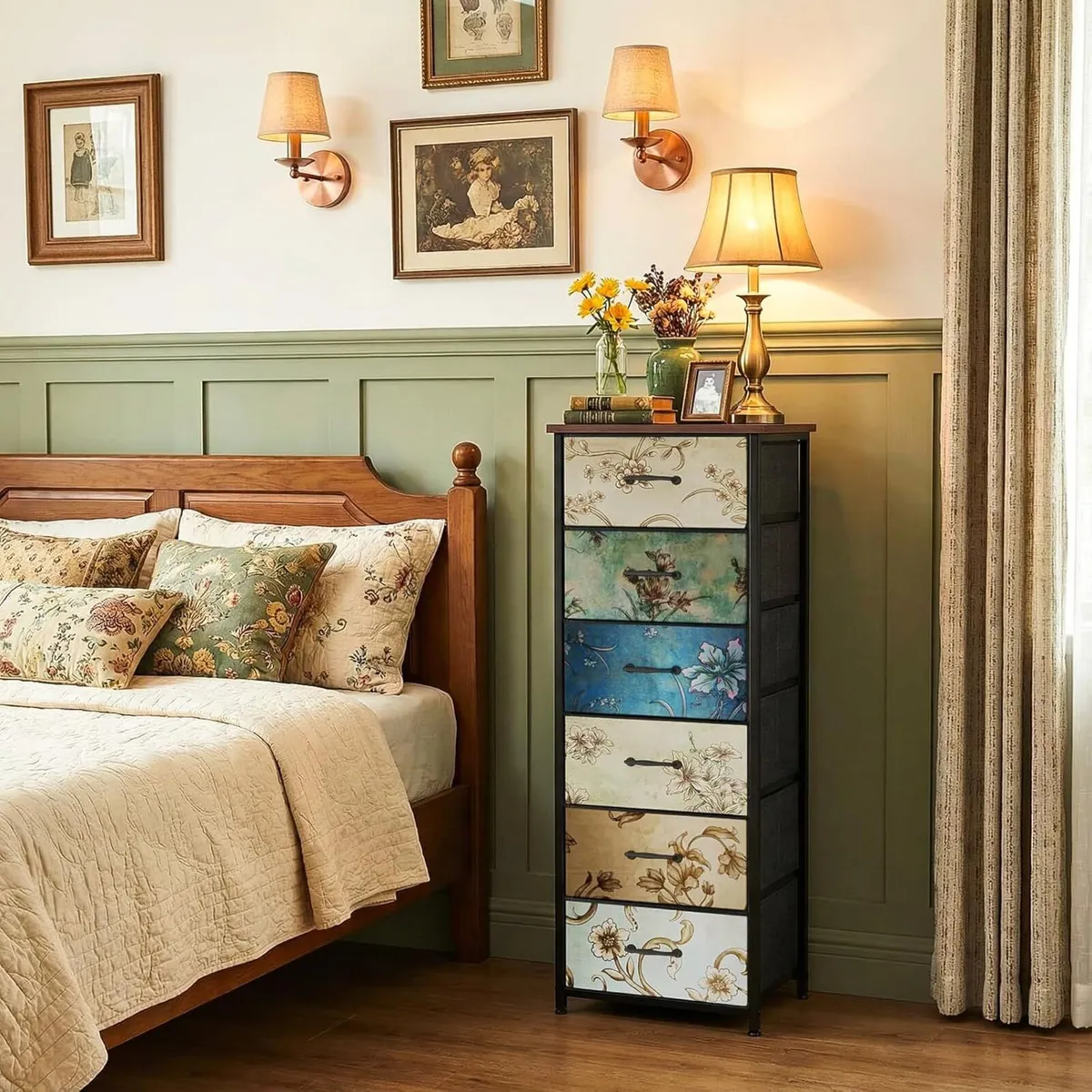 Chest of Drawers with 6 Fabric Narrow Tall - Image 2