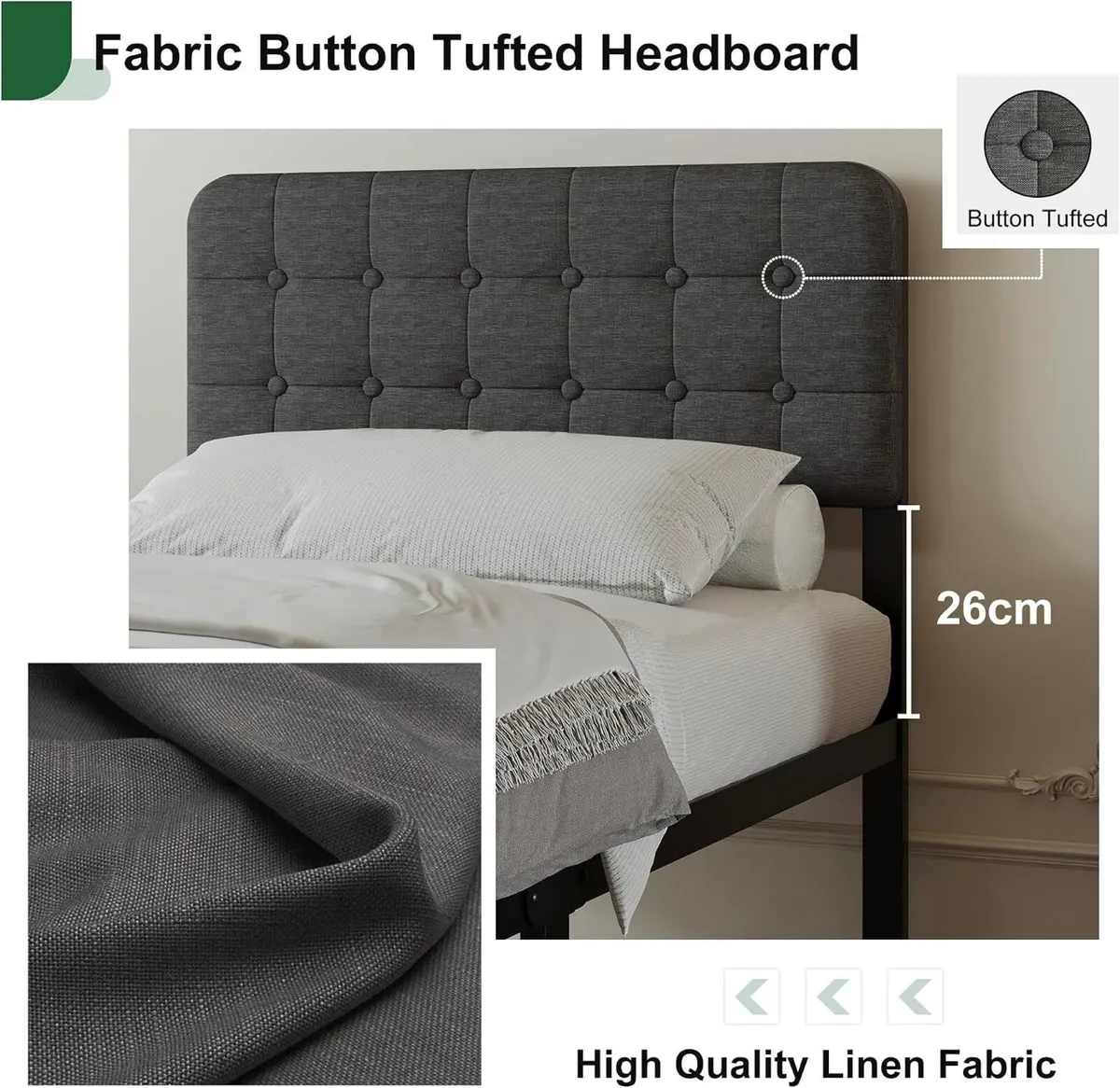 Bed Frame with Upholstered Headboard - Image 3