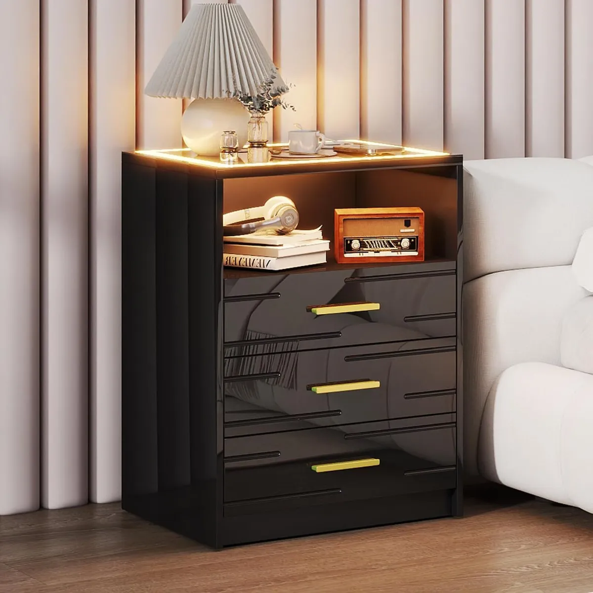 Bedside Table with Charging Station 3 Colour - Image 1