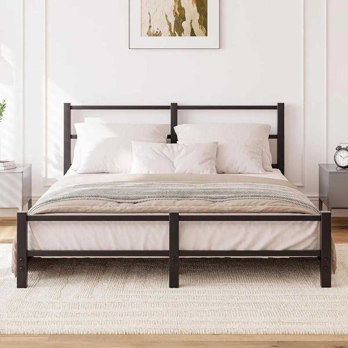 16CM Low Profile Bed Frame with Metal Headboard - Image 3