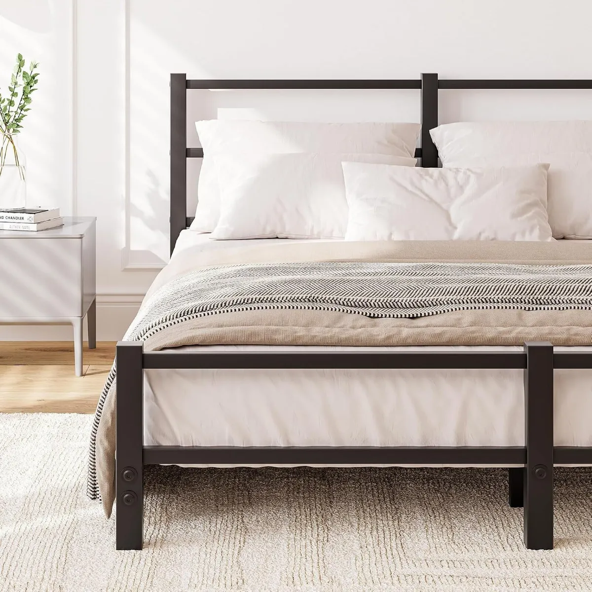 16CM Low Profile Bed Frame with Metal Headboard - Image 4