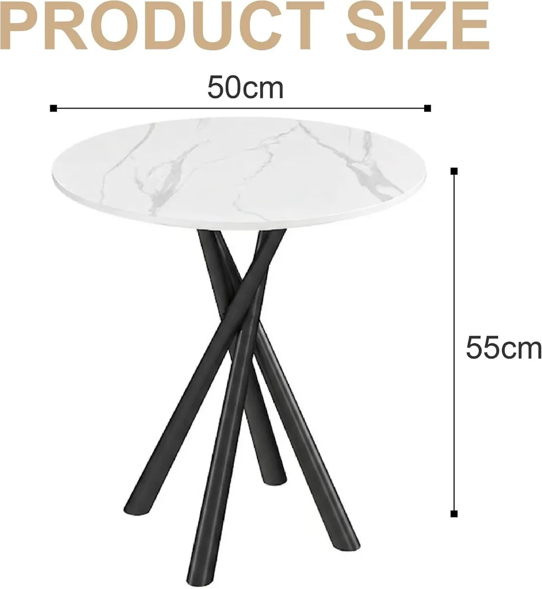 Round Side Table Small Stone Marble Coffee Living - Image 2