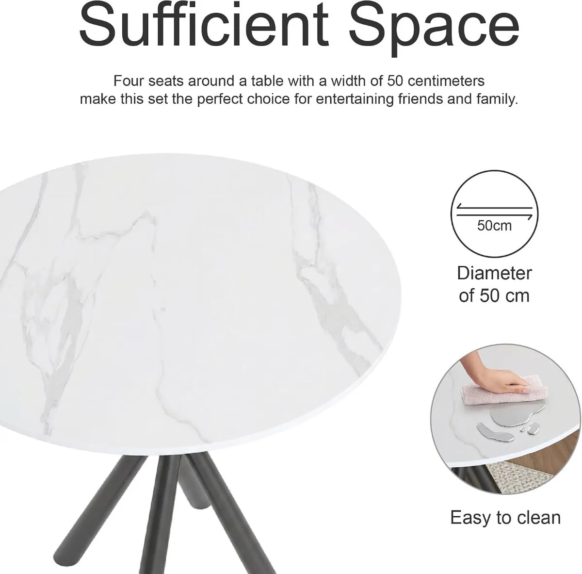 Round Side Table Small Stone Marble Coffee Living - Image 4