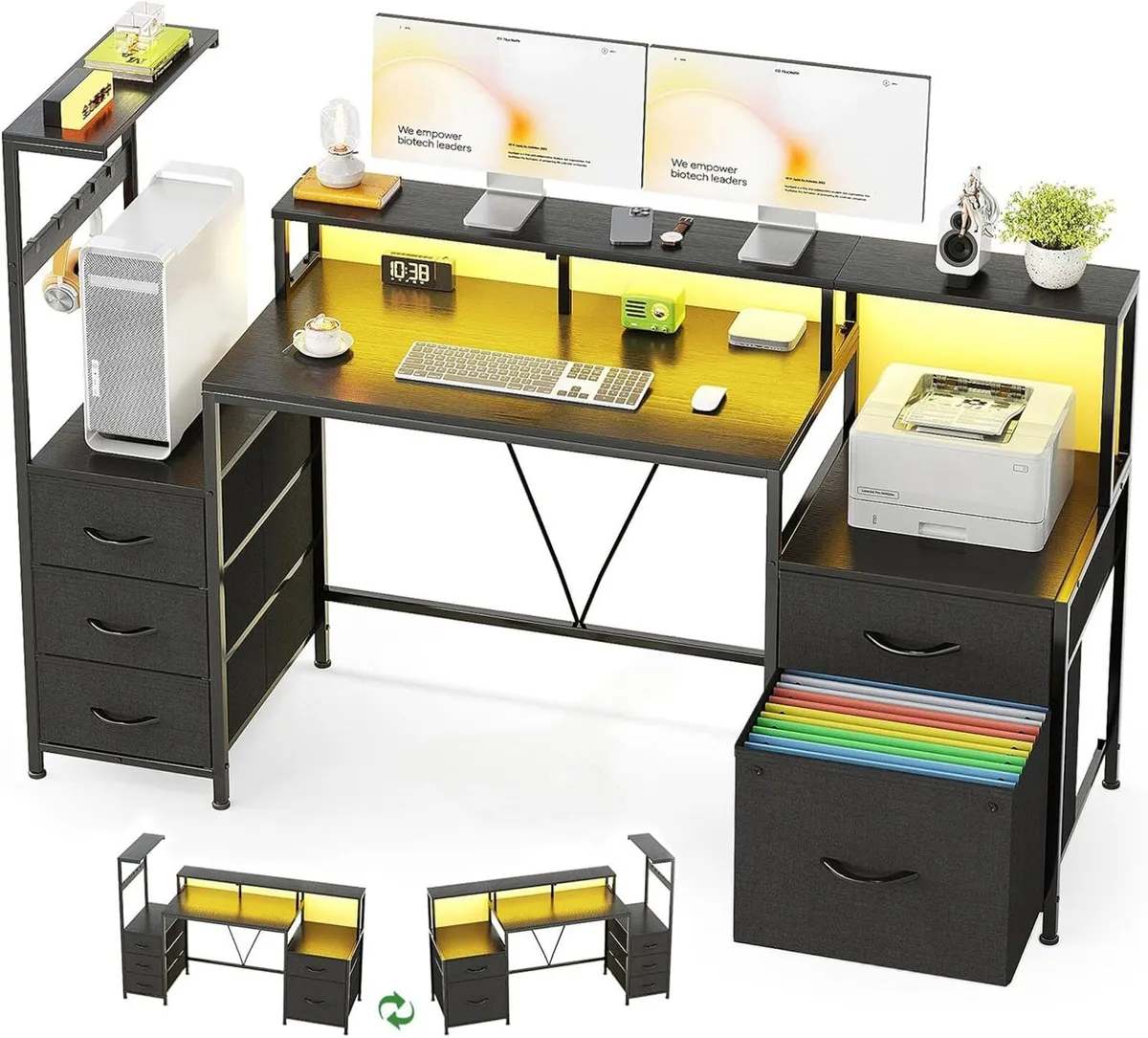 160CM Computer Desk with Printer Stand and Storage - Image 1