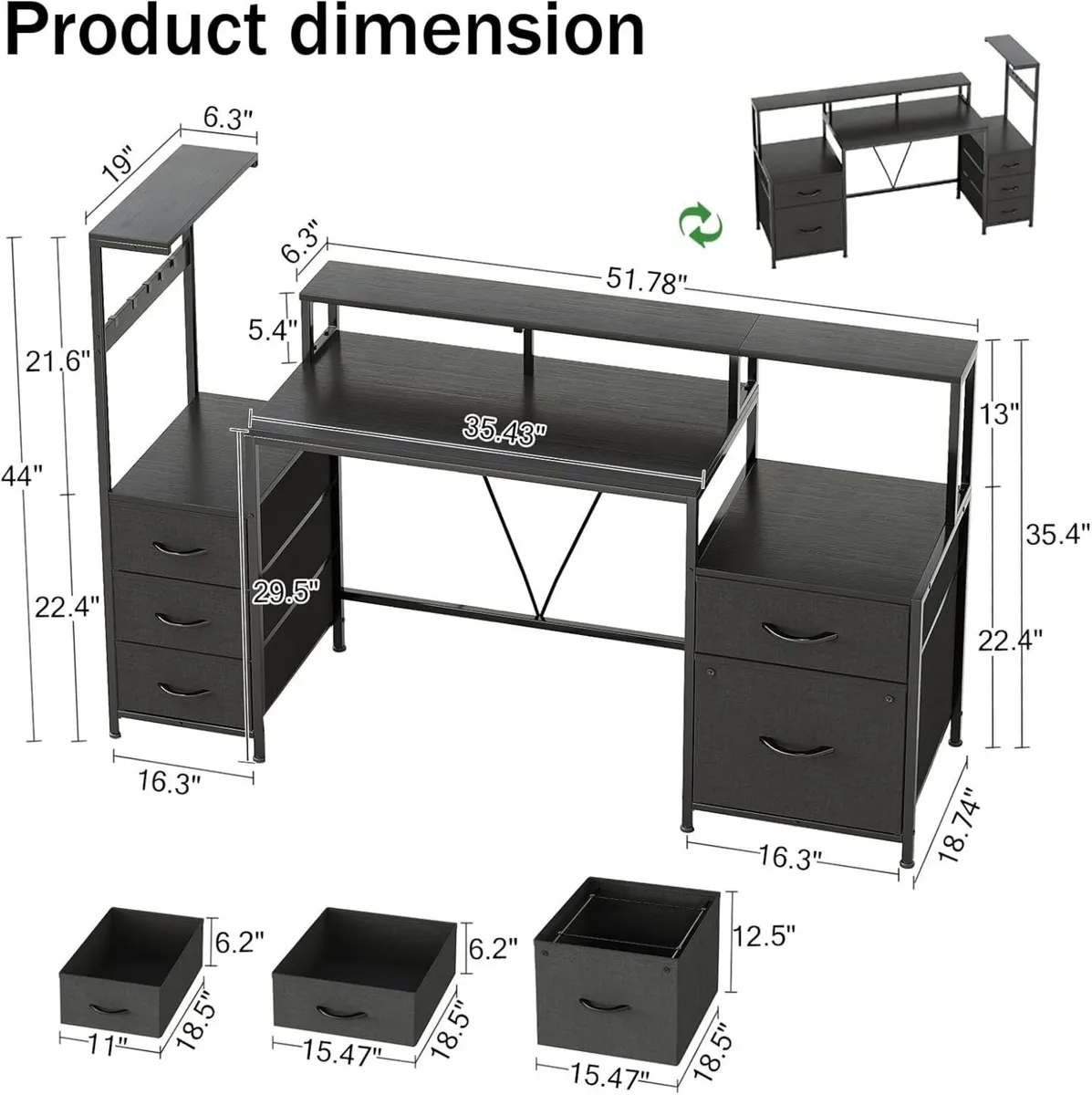 160CM Computer Desk with Printer Stand and Storage - Image 3