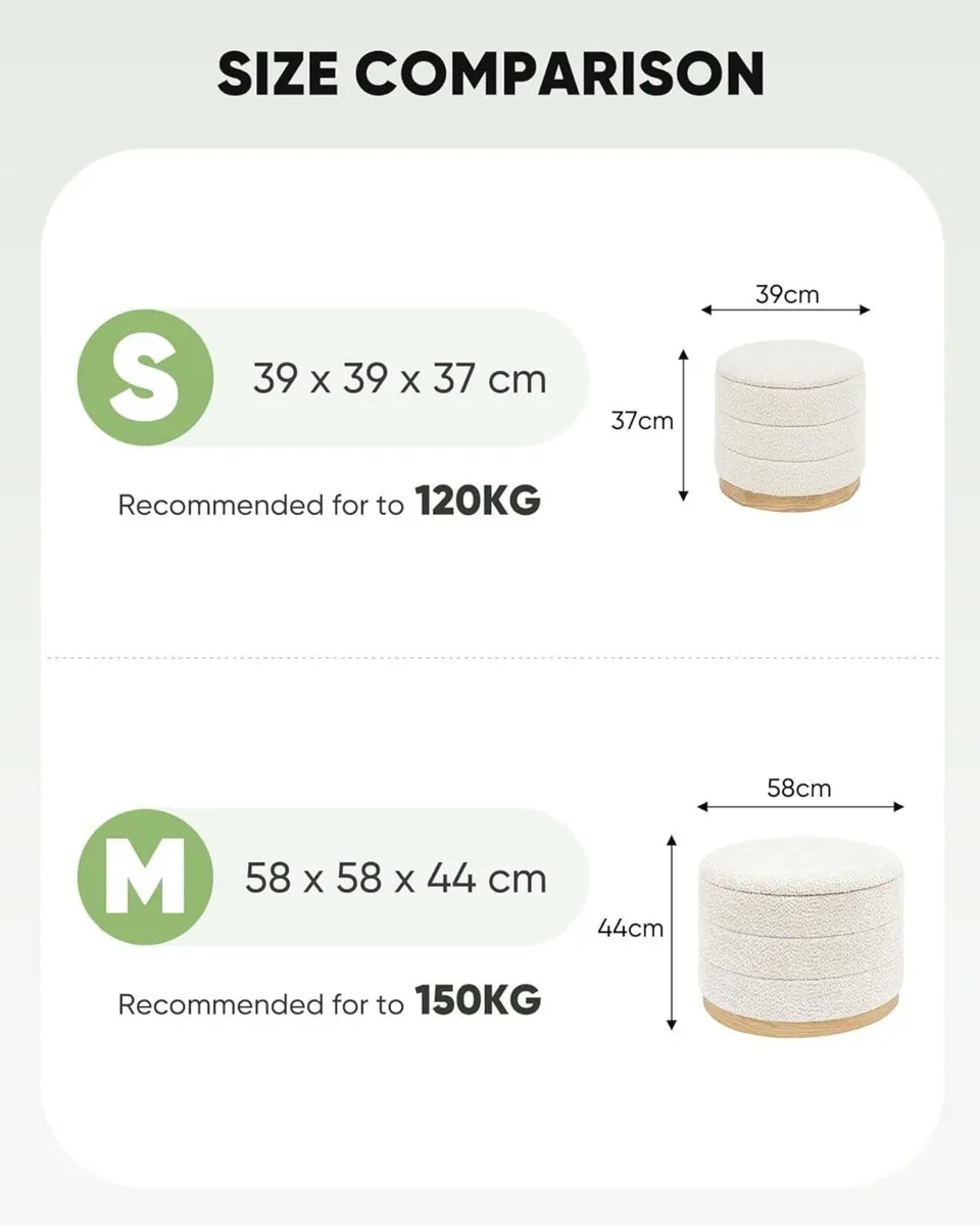 Round Chenille Storage Ottoman Coffee Table - Image 3