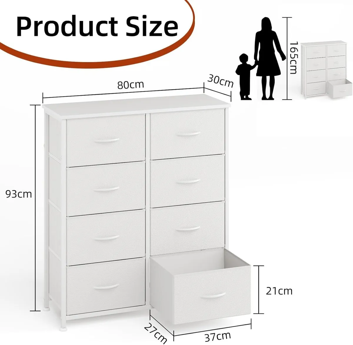 8 Drawer Dresser Tall Fabric Chest of Drawers - Image 3