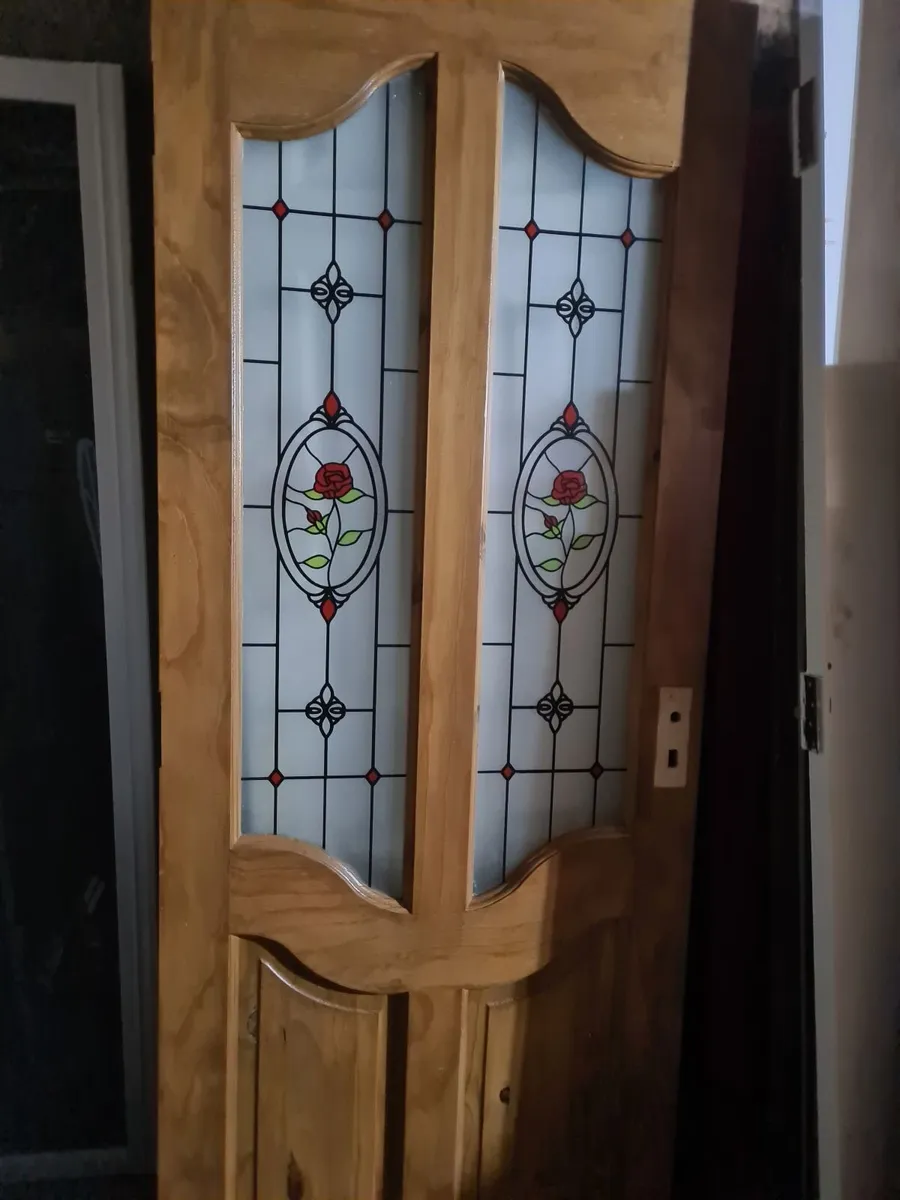 Rose Panel Decorative frosted Glass Door