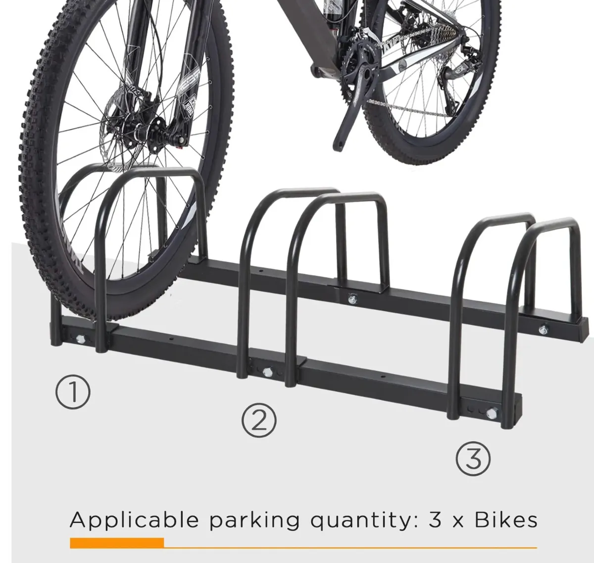 HOMCOM 3 Bike Stand Bicycle Storage Rack Brand new - Image 4