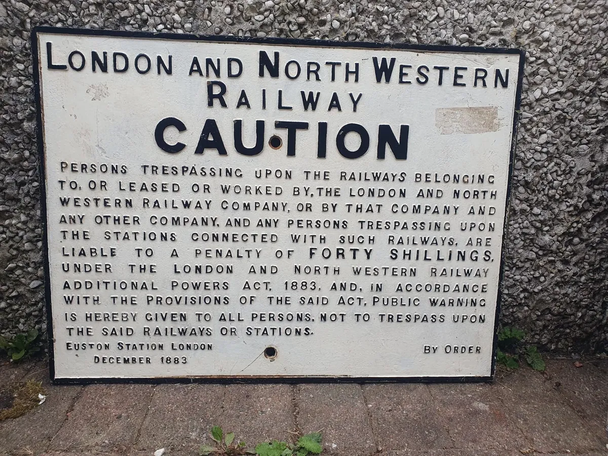 Railway Cast Iron Trespass Sign (December 1883) - Image 1