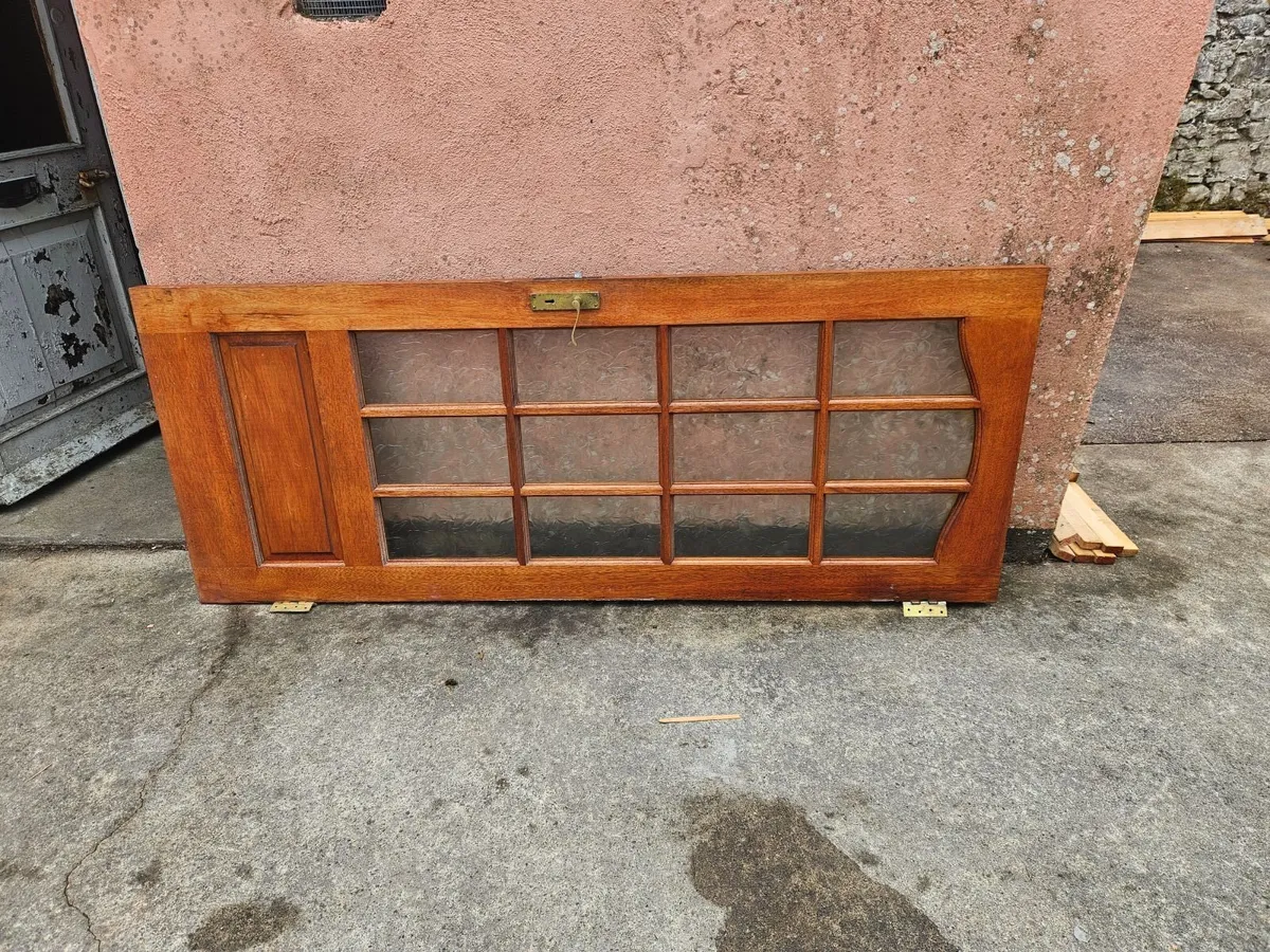 2x Timber doors with frosted glass panels - Image 2
