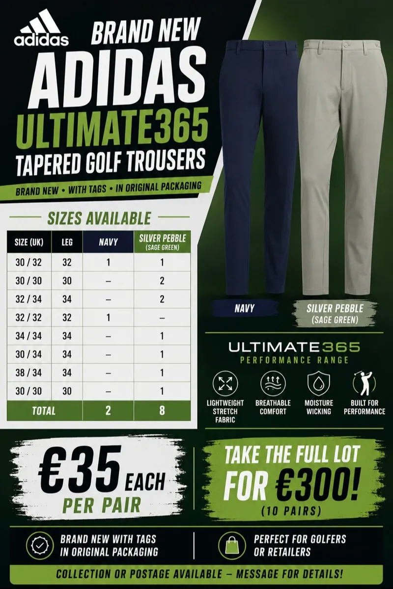 Brand New Adidas Ultimate365 Tapered Golf Trousers - Image 1
