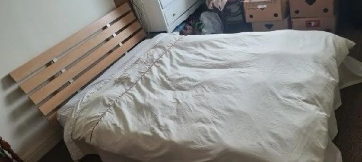 Low Platform Beech wood Double Bed and mattress , - Image 2