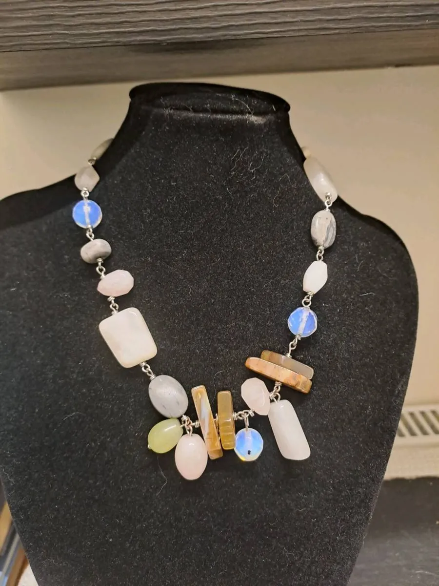 Vintage Natural Stone Statement Necklace - Image 1