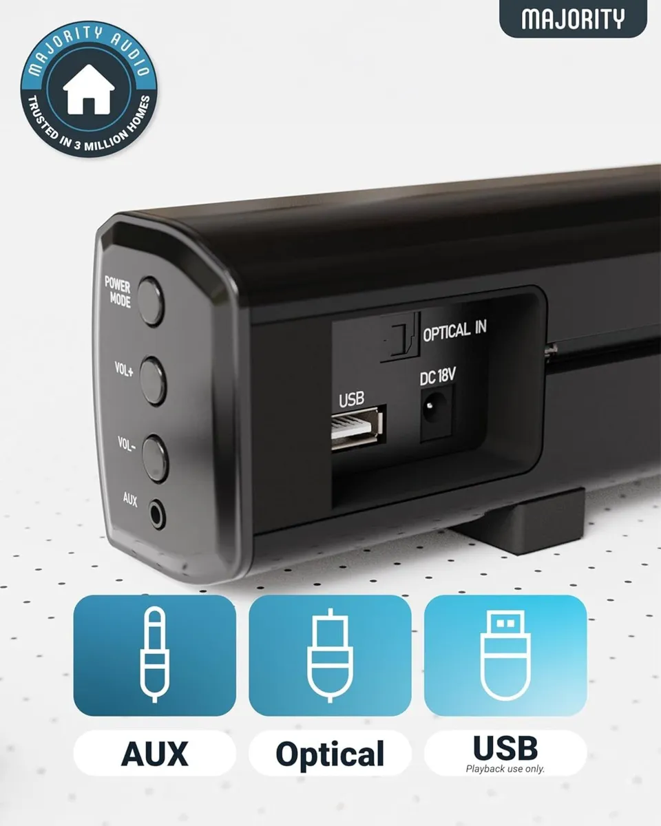 MAJORITY Bowfell  Bluetooth Sound Bar for PC & TV - Image 2