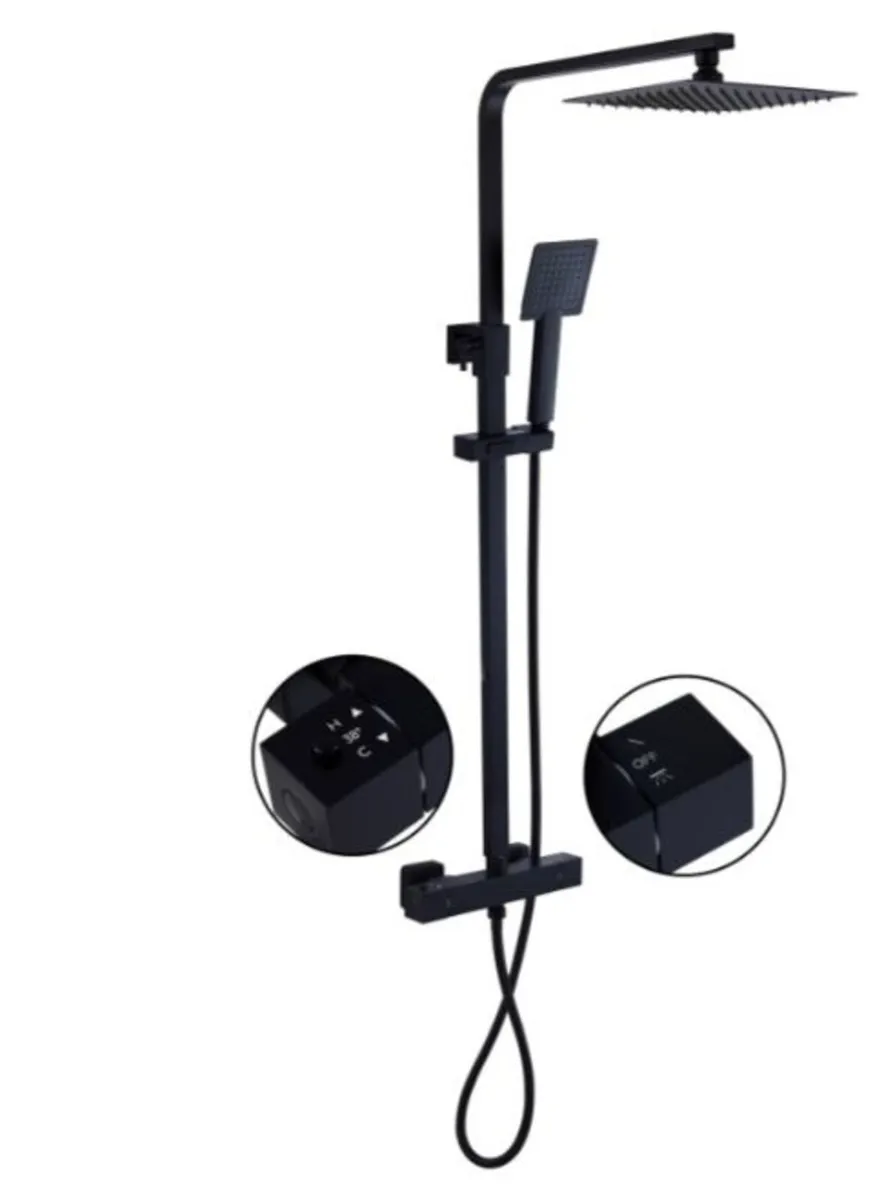 Shower Thermostatic Bar Mixer - Black - Image 1