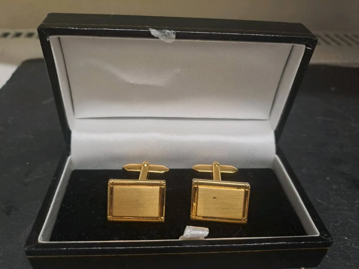 Gold Tone Rectangular Cufflinks - Image 1