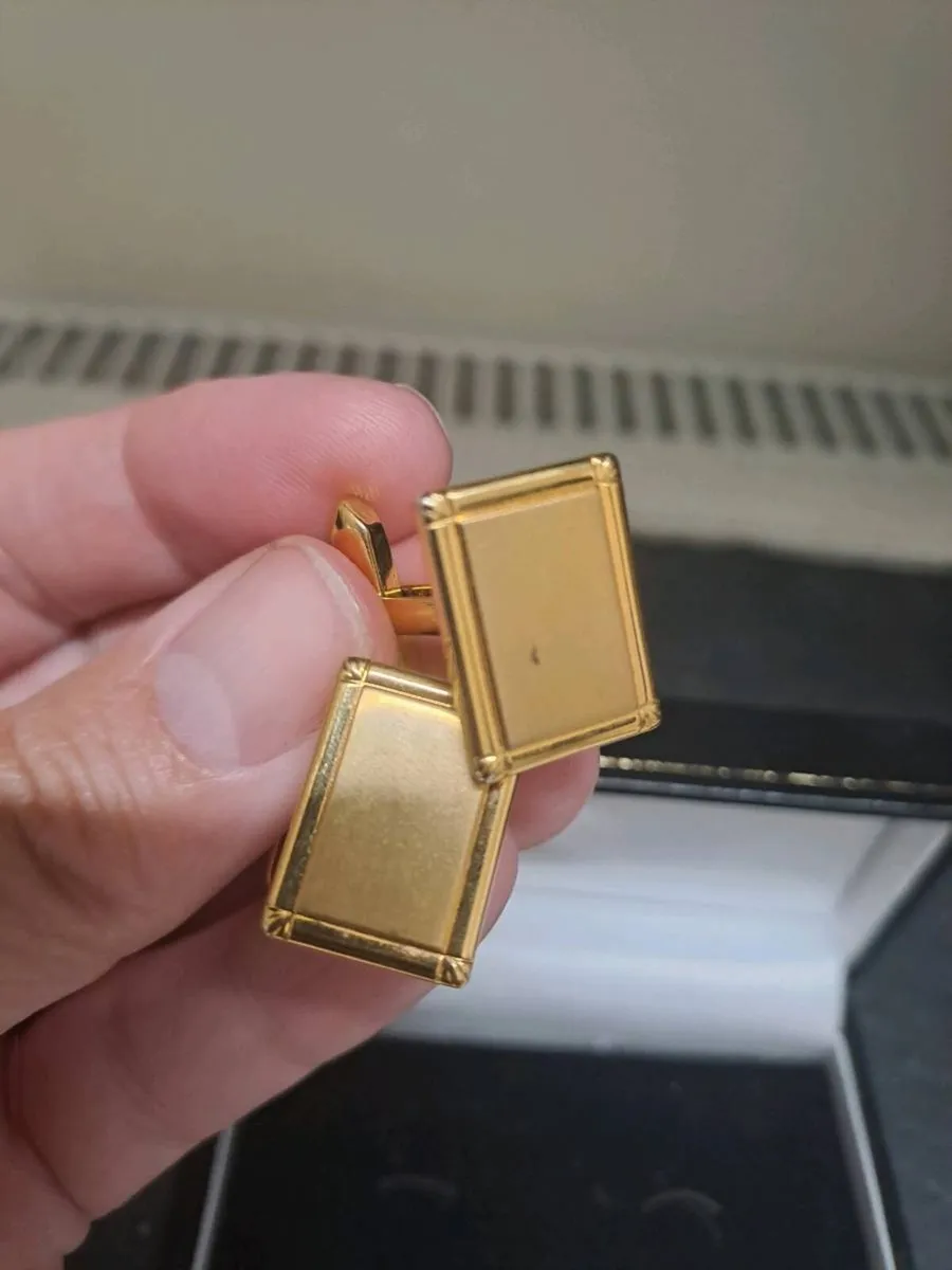 Gold Tone Rectangular Cufflinks - Image 2