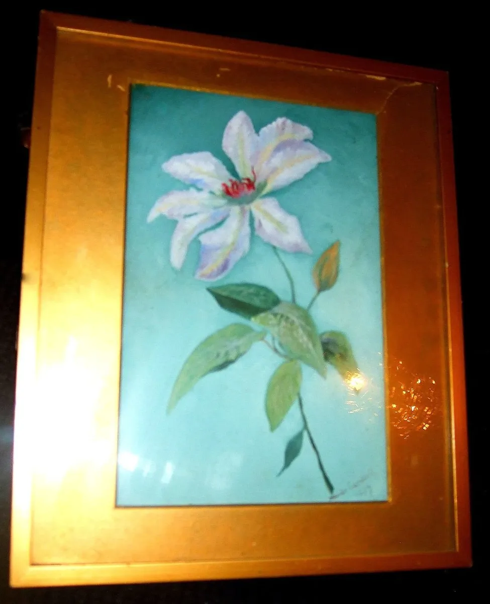 Antique Floral Watercolour Painting  Signed/Dated - Image 2