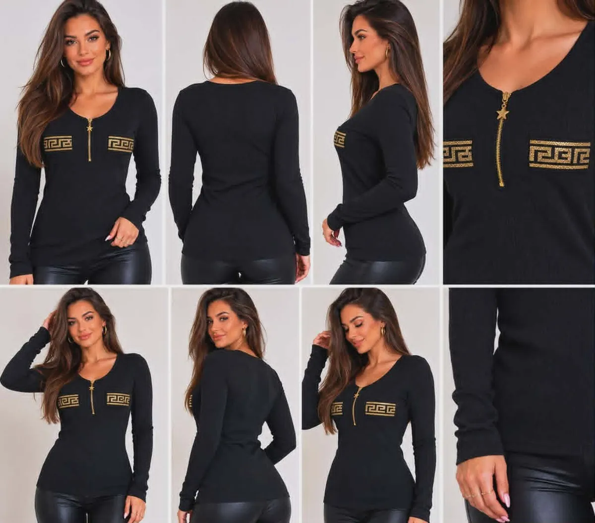 Women's Ribbed Blouse L/XL - Black - Image 2