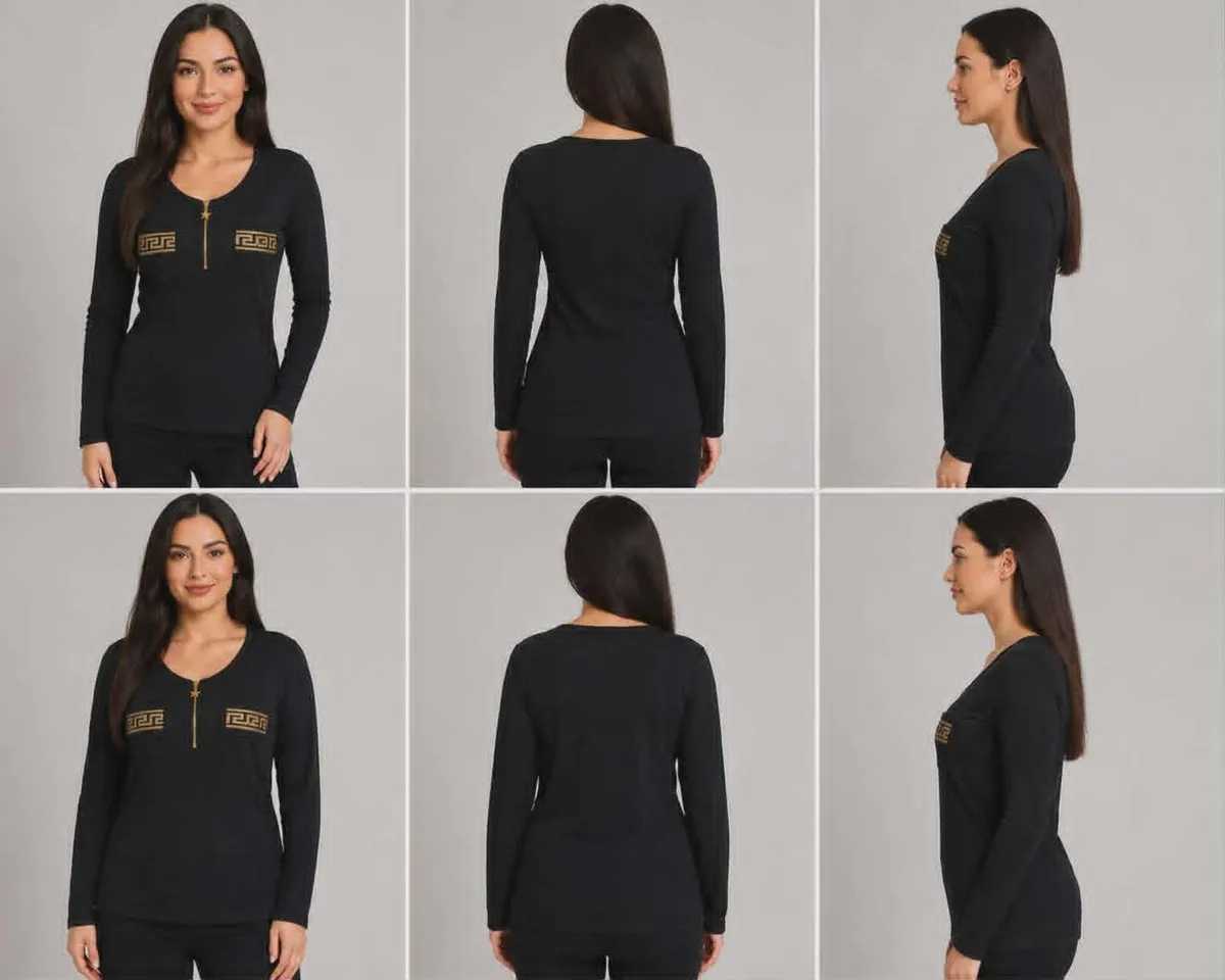 Women's Ribbed Blouse L/XL - Black - Image 1