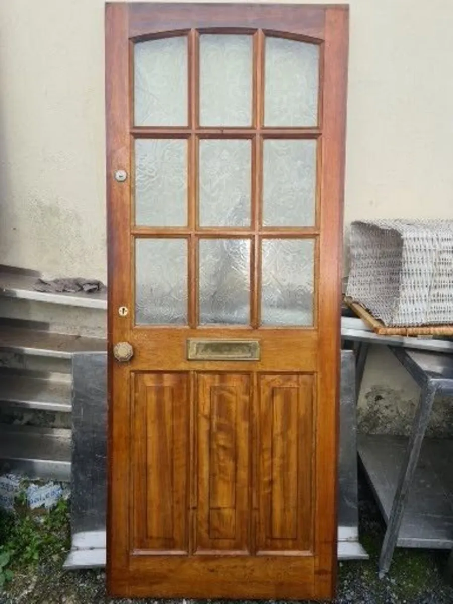 Front half French Teak door and brass letterbox - Image 2