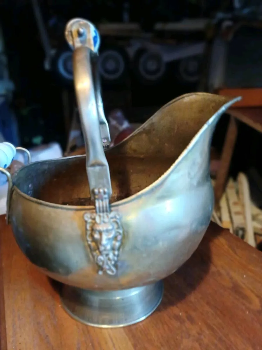 1 Brass Scuttle & 2 Brass Bins - Image 2