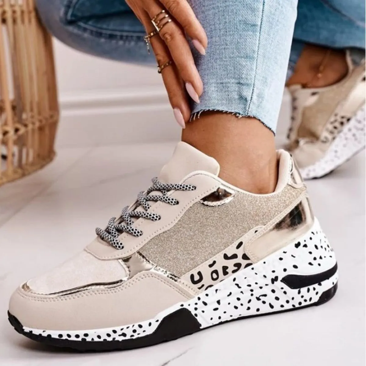 New Leopard cream Runners sizes 3-8 - Image 1