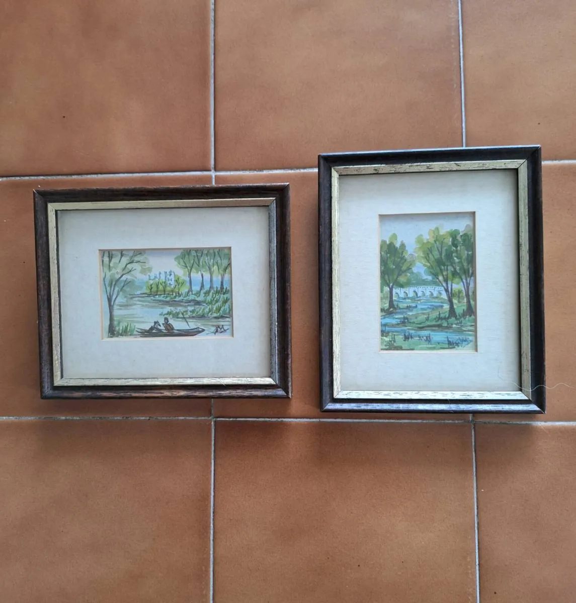 Two original miniature water colours see size - Image 1