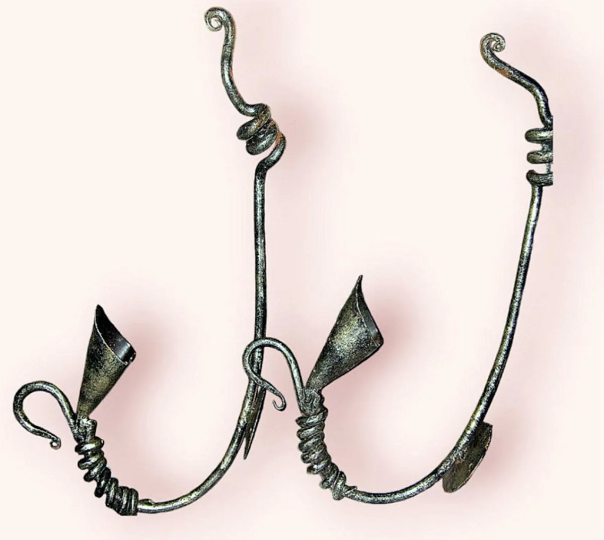 Vintage Pair Wrought Iron Wall Candle Sconces - Image 3
