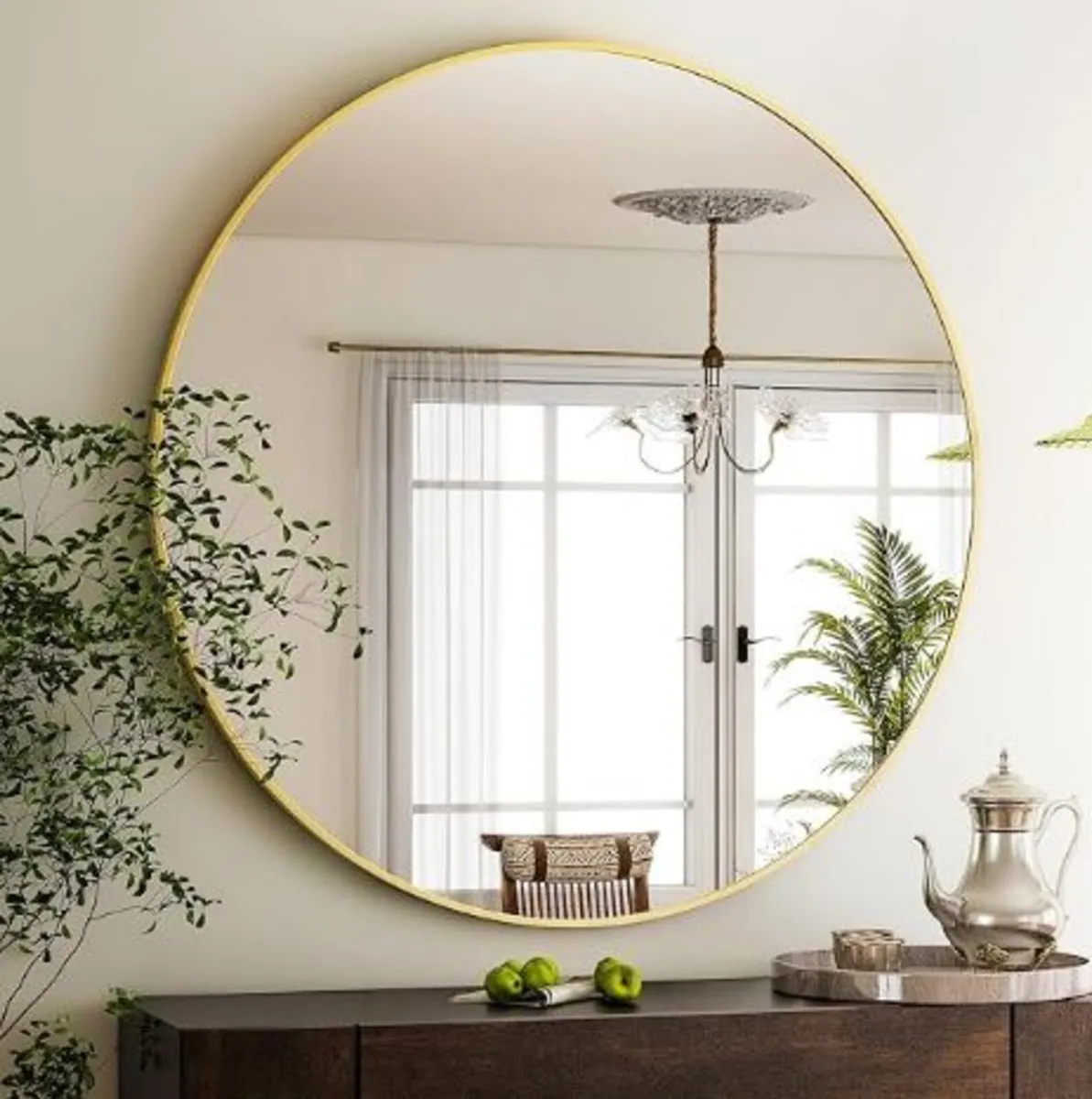 Gold Round Wall Mirror 75cm – Modern Aluminium - Image 2