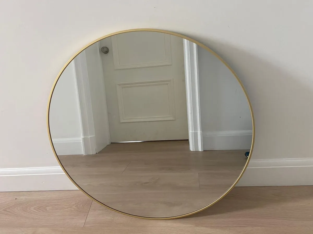 Gold Round Wall Mirror 75cm – Modern Aluminium - Image 1