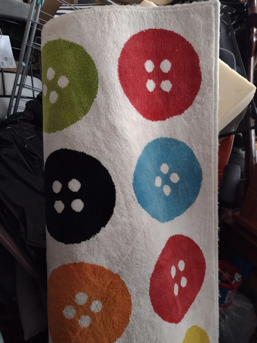 Large beige rug with multi colour buttons - Image 2
