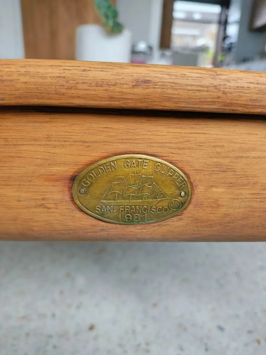 Vintage solid oak coffee table- Golden Gate Clipper, fully restored - Image 3