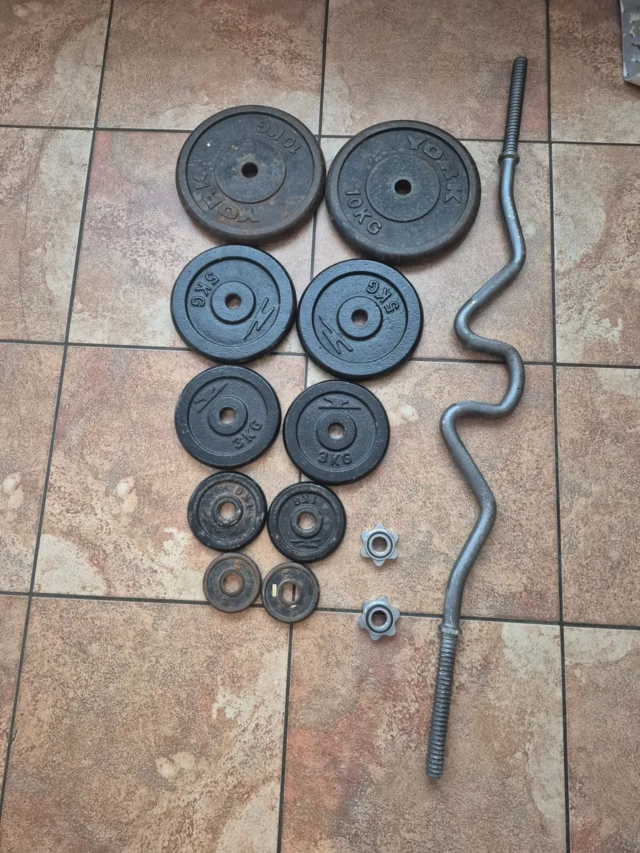 Curl bar heavy & weights plates 40kg