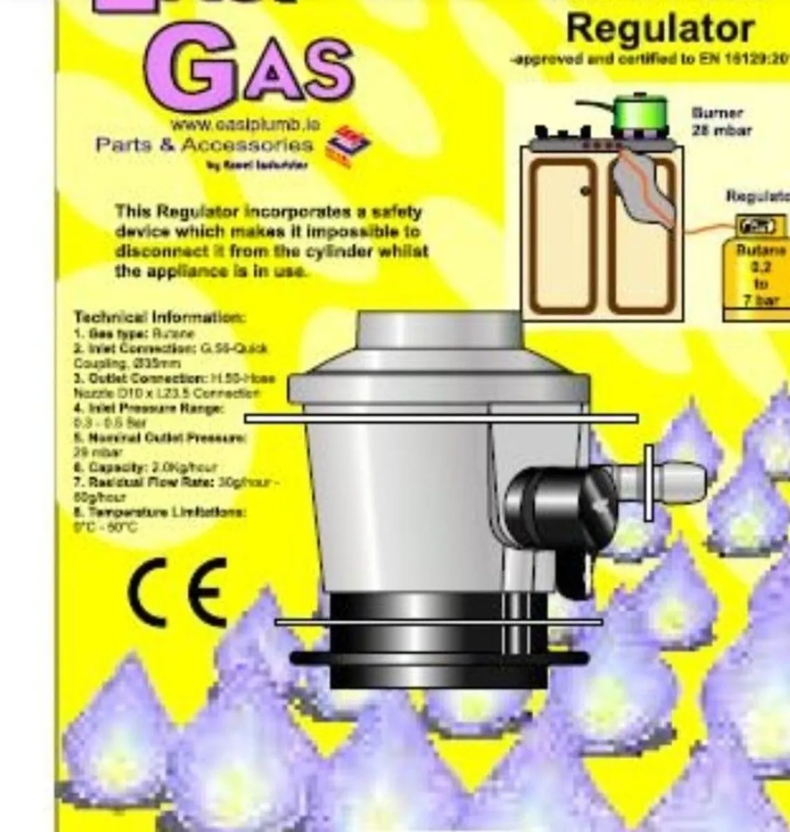 Propane Butane gas Clip Regulator 27mm 37mbar - Image 2