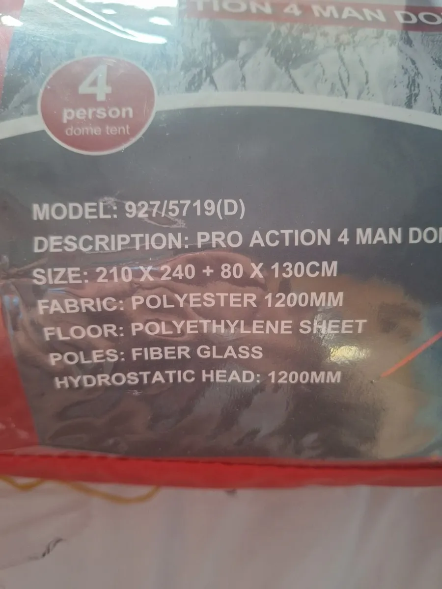 Pro Action 4 Person Dome Tent - Image 3